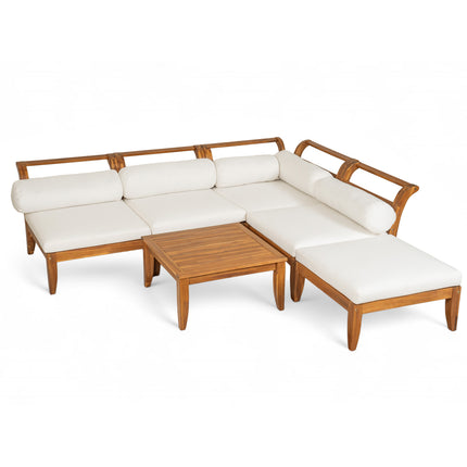TOPMAX 6 Piece Patio Sofa Set with Acacia Wood Outdoor Modular Sectional