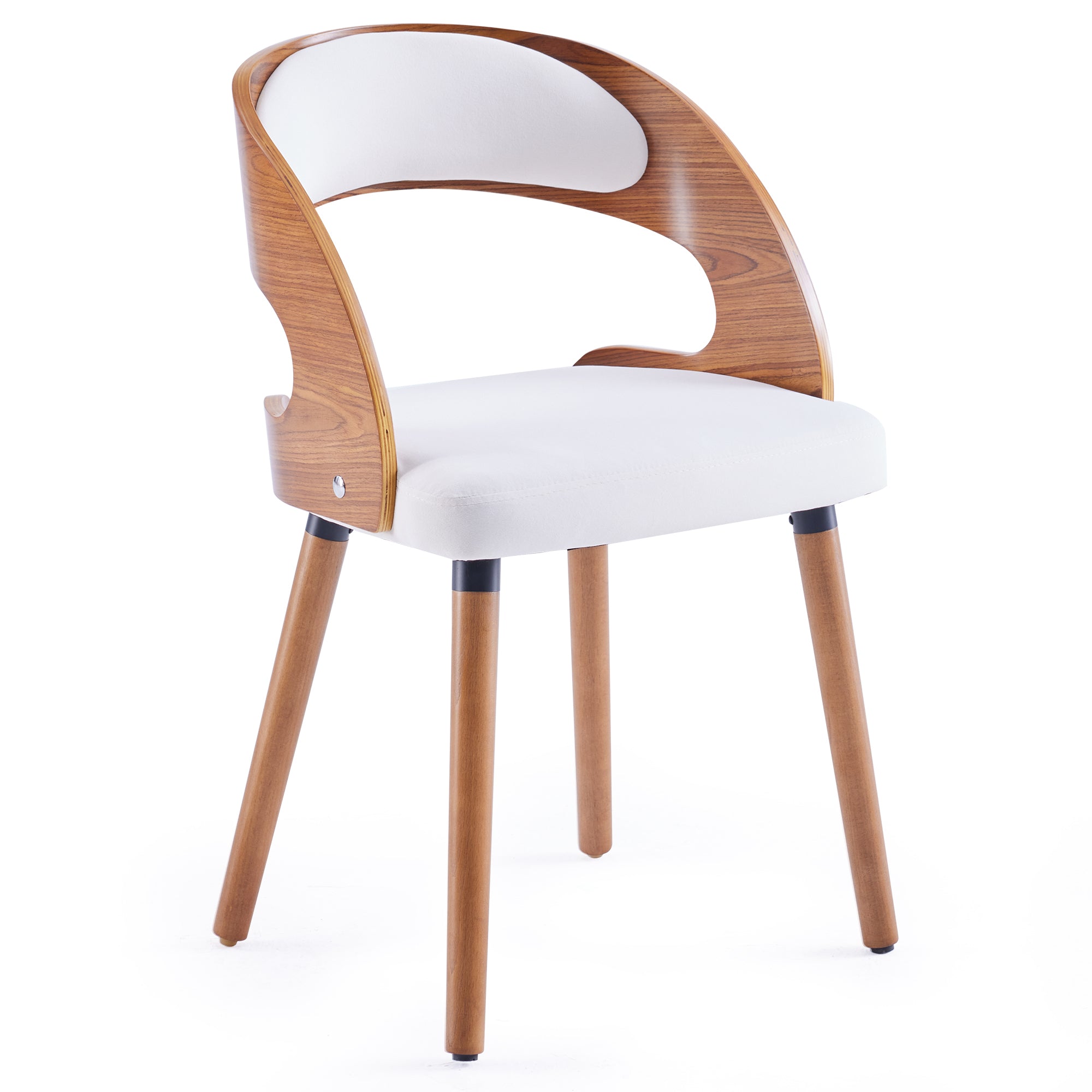 Wood Dining Chairs, Modern Upholstered Dining Chairs with Curved Backrest for Kitchen, Dining Room, Living Room