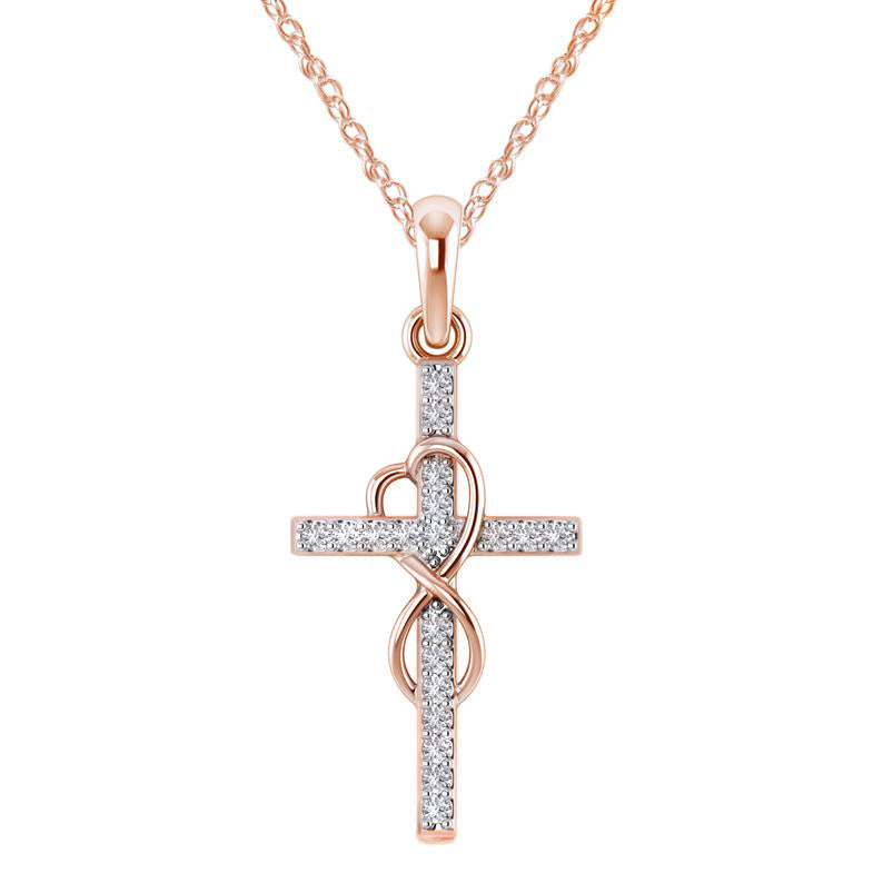 Alloy Pendant With Diamond And Eight-character Cross