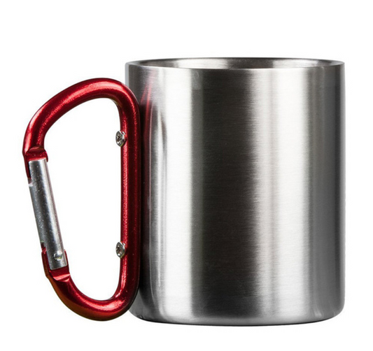 Portable Stainless Steel Cup For Camping Traveling Outdoor Cup With Handle Carabiner Climbing Backpacking Hiking Cups 200ml - Eloy Royal