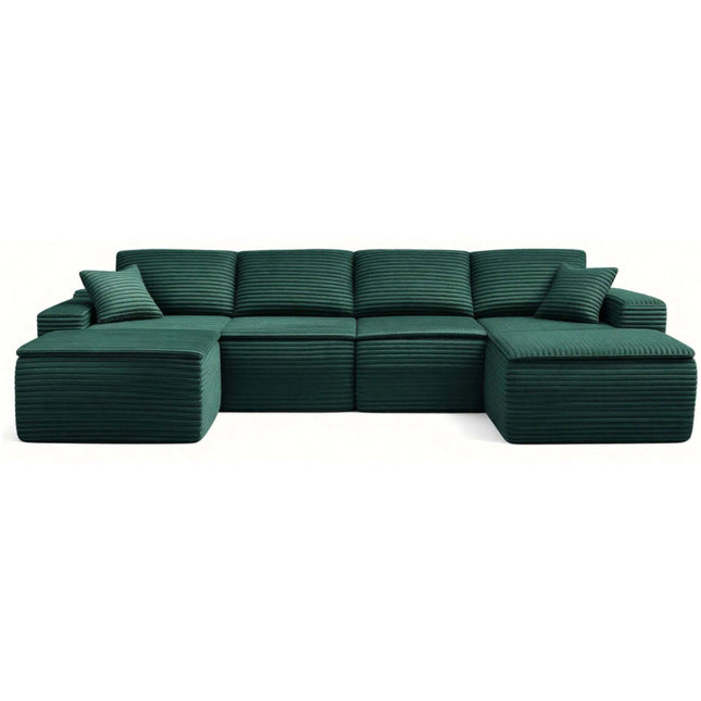 134' Modern Minimalist Modular Sectional Couch, Comfort L Shaped 4-Seat Lounge Sofa with Seat Cushion&Ottoman, Right Hand Facing