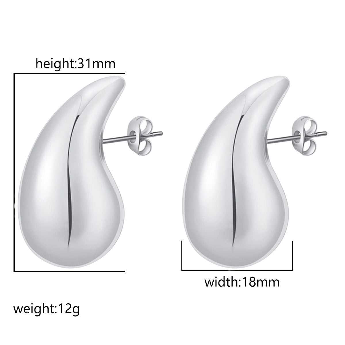 Advanced Design Feeling Chubby Water Drop Earrings, Stainless Steel Hollow Earrings