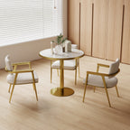 Round Modern Dinning Table 31.5 inches Bistro Table Tulip Table with Faux Marble top,Easy Assemble,Sturdy Metal Frame Diameter