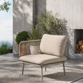Modern Outdoor Club Chair, Patio Single Sofa with Thick Cushions & Hand-Woven Rope Armrest, Rust-Proof Aluminum Frame Accent Armchair for Garden, Balcony, Living Room, 350 lbs Capacity