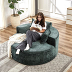 55'L Chenille Sponge single sofa,No Assembly Required,Fluffy Modern Sleeper Chair for Living room, Bedroom, Lounge and Projection Room(Not a swivel chair.) - Eloy Royal