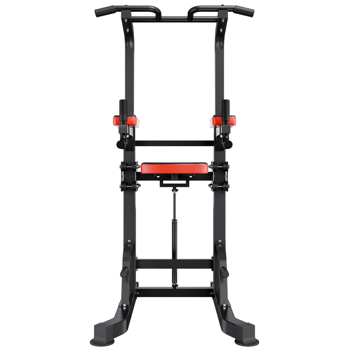 Pull Up Bar, 330 LBS Power Tower Dip Station, Workout Dip Station with H-Shaped Stable Base & Assistance Platform, Adjustable 9 Level Height Pullup Stand for Back, 3-Level Adjustable Elbow Pads