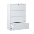 4 Drawer Lateral File Cabinet, Heavy Duty Metal Filing Cabinet, 35.4 Inch Wide Locking File Cabinet for Home Office, Space-Saving Vertical Storage with Anti-Tip Interlock, for Letter/Legal/A4 Files