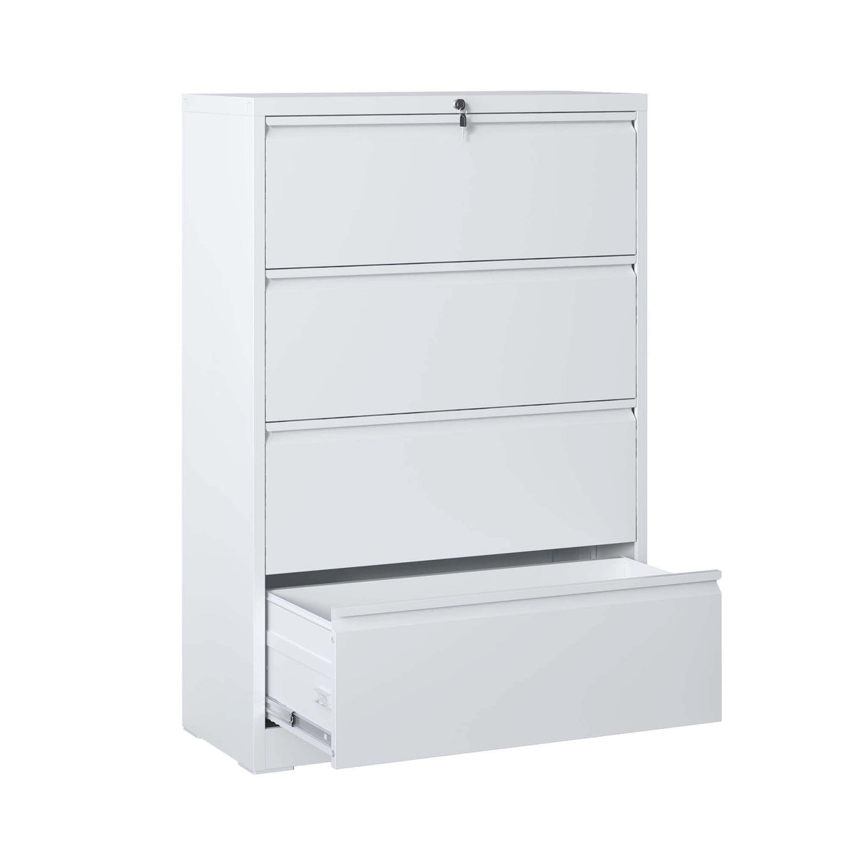 4 Drawer Lateral File Cabinet, Heavy Duty Metal Filing Cabinet, 35.4 Inch Wide Locking File Cabinet for Home Office, Space-Saving Vertical Storage with Anti-Tip Interlock, for Letter/Legal/A4 Files