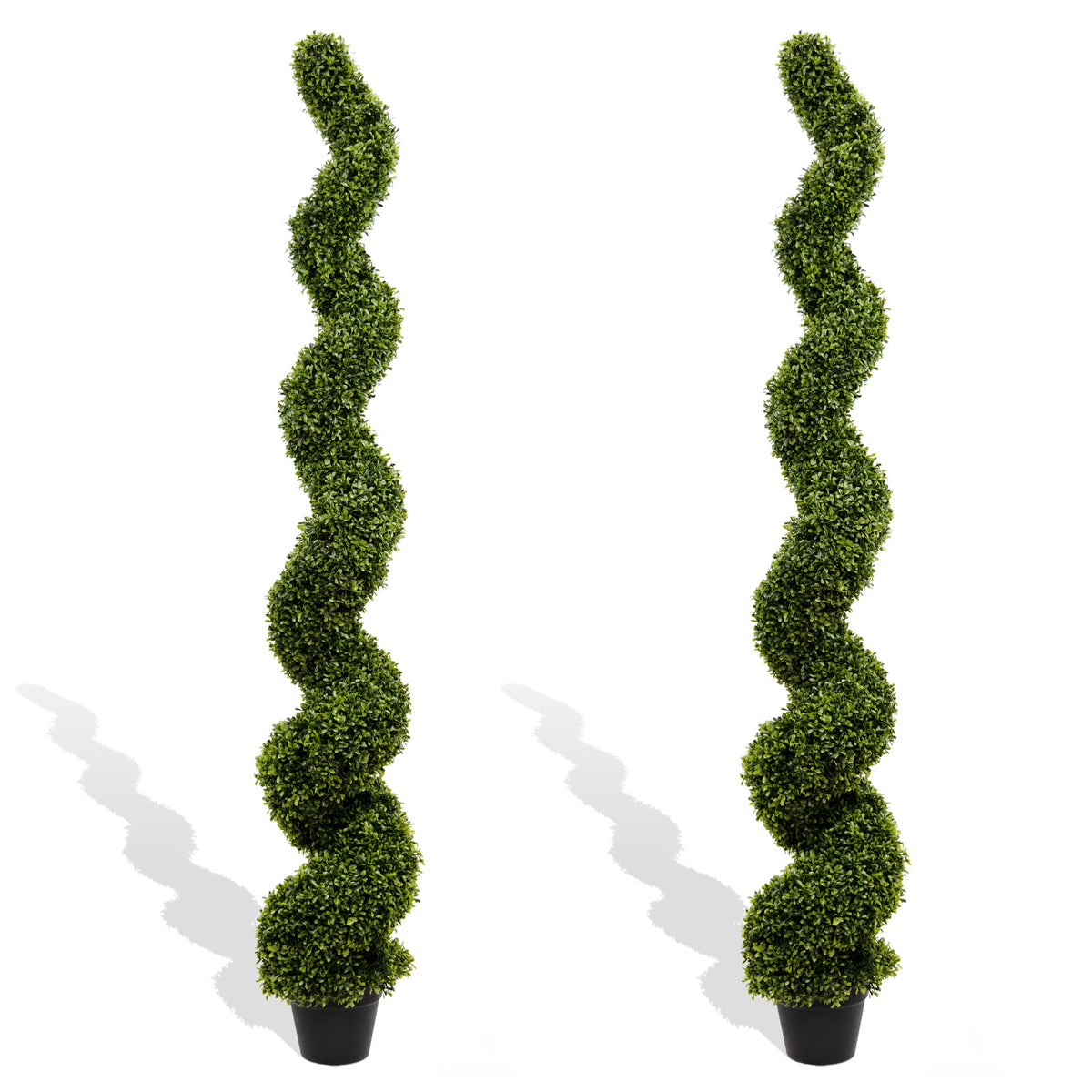 Artificial Outdoor UV Resistant Plastic Boxwood Topiary Spiral Tree 180cm Set of 2