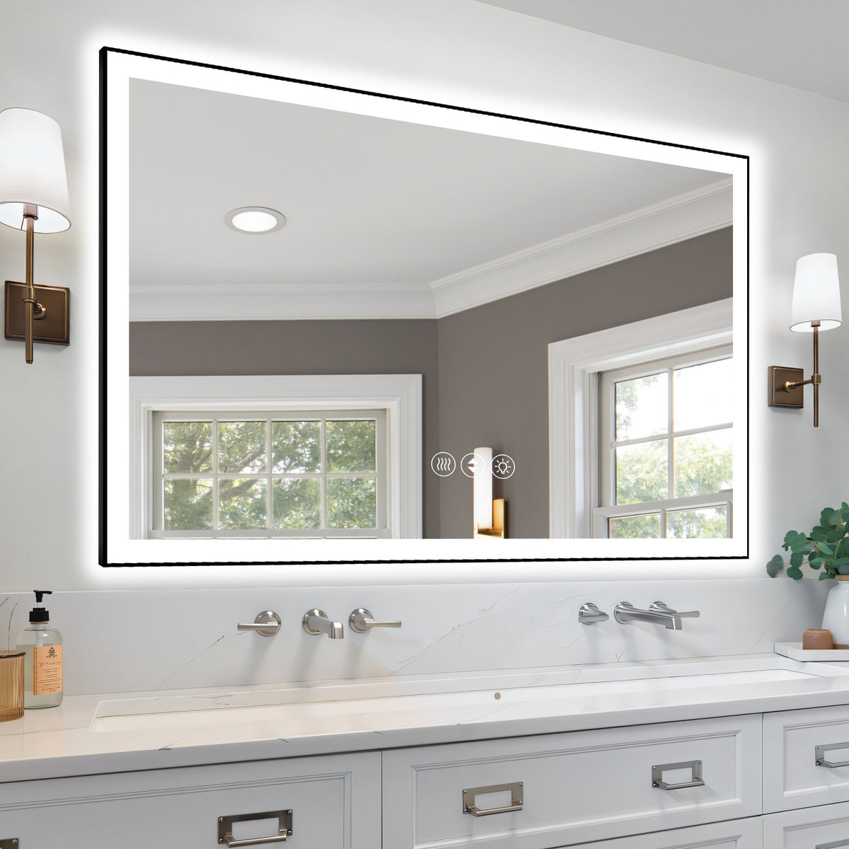 60x40 Inch Frameless LED Bathroom Mirror,Smart Mirror