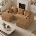 95''modular combination sofa with L-shaped lounge chair, Four seater boneless design with footrest