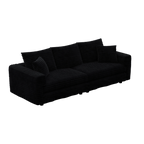 82.7 'Plush Corduroy 3-Seat Sofa,Modern Comfy Upholstered Sofa Cloud Couch,Deep Seat Couches with Soft Pillows and 3 Ottomans,Convertible Sofa Lounge Chair,Black - Eloy Royal