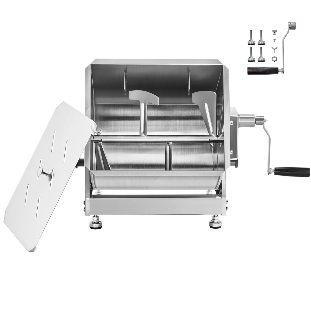 Manual Meat Mixer, 30L Tilt Tank Meat Processing Equipment(Mixing Max 30LBS for Meat), Stainless Steel Meat Mixer, Sausage Mixer Machine with Lid Handle Gear Reducer, Ground Beef Hand Mixer