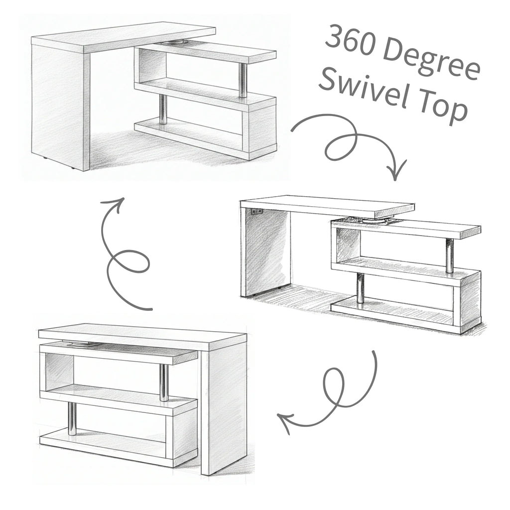 Modern 47'L Swivel Top Desk-High Gloss White - Eloy Royal