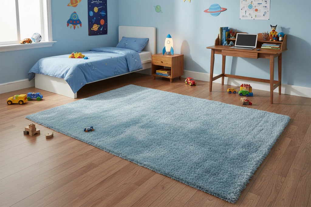 Merino Blue Shaggy Rug 5x7, Modern & Soft 84*60 inch