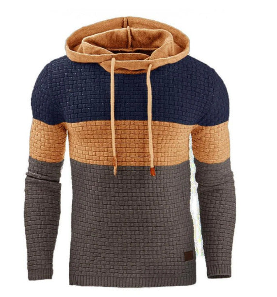 Men's Jacquard Sweater Long-sleeved Hoodie Warm Color Hooded Sweatshirt Jacket - Eloy Royal