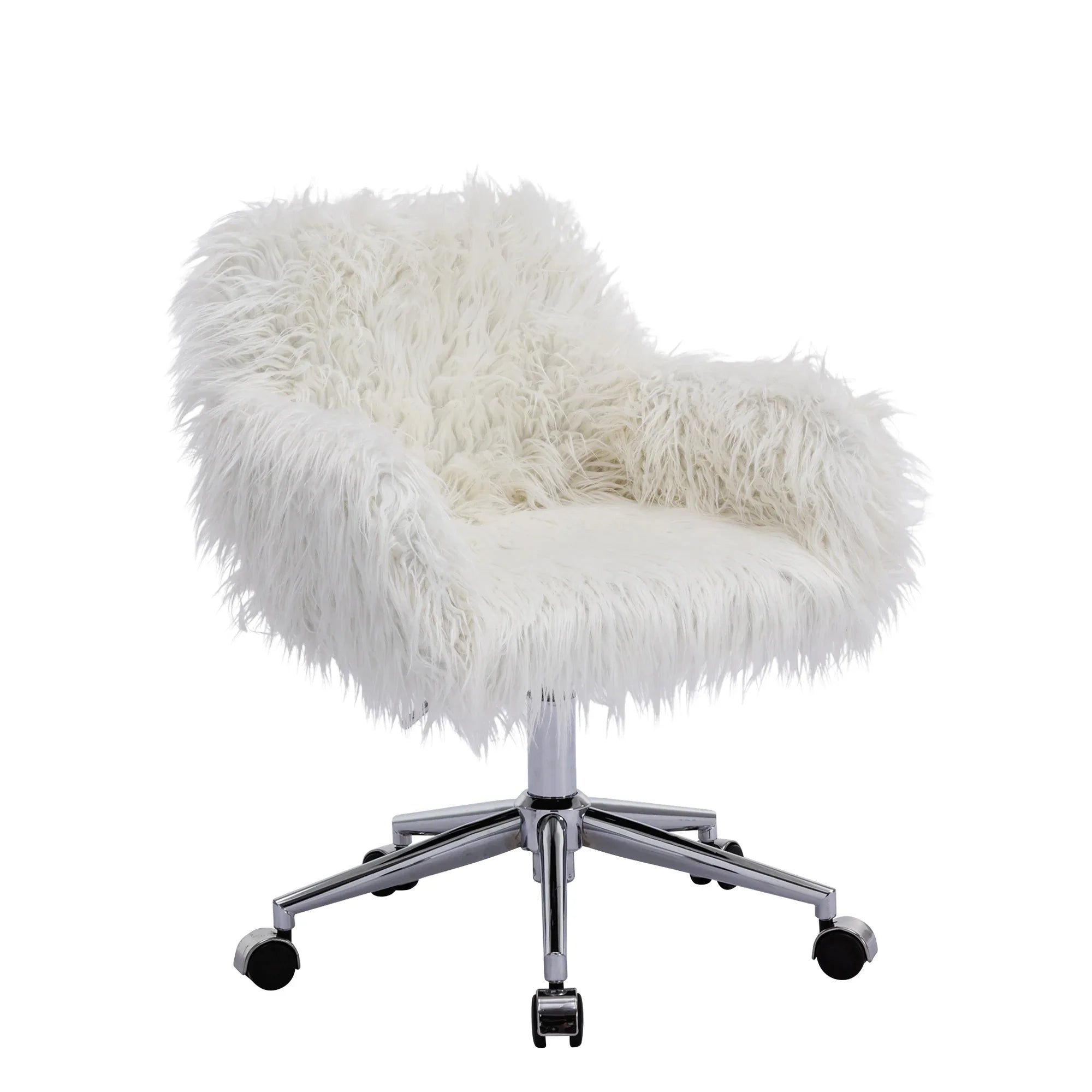 HengMing Modern Faux fur home office chair, fluffy chair for girls, makeup vanity Chair - Eloy Royal