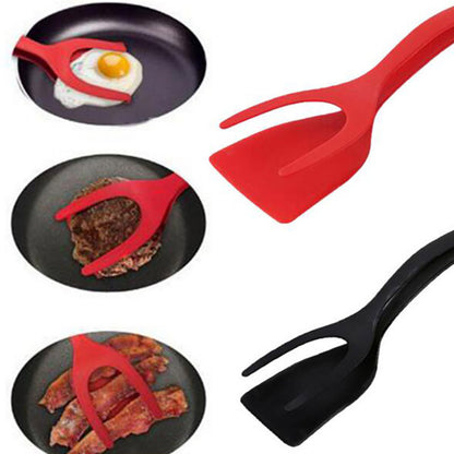 2 In 1 Grip And Flip Tongs Egg Spatula Tongs Clamp Pancake Fried Egg French Toast Omelet Overturned Kitchen Accessories - Eloy Royal