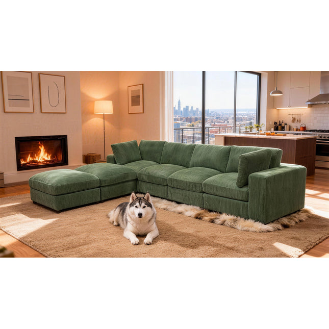 Corduroy Reversible Modular Sectional