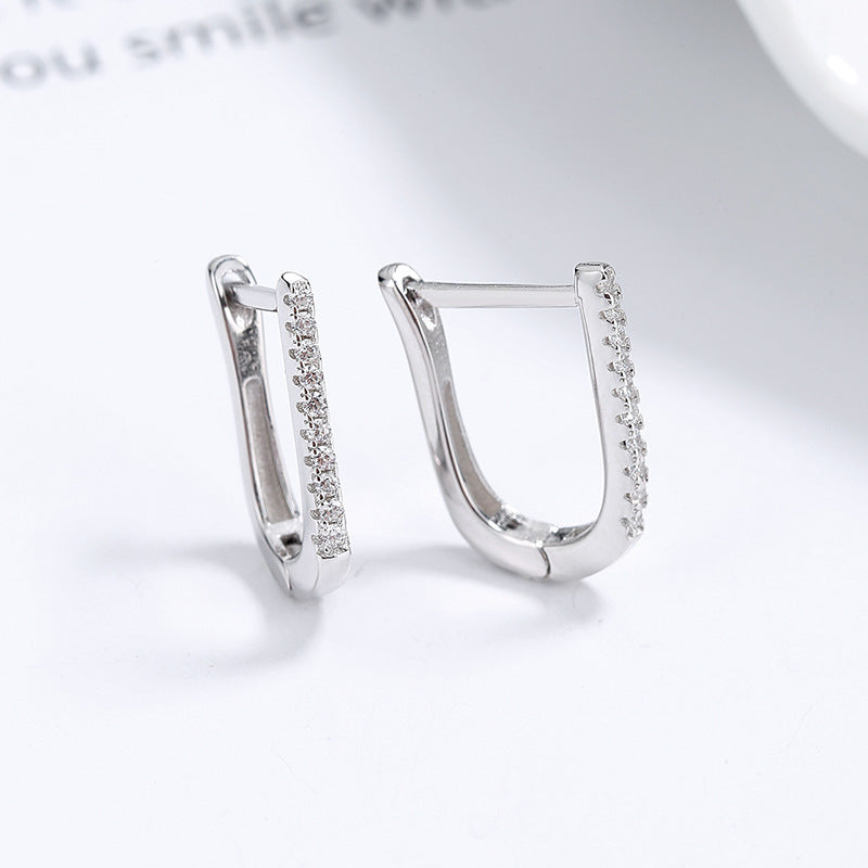 925 Sterling Silver Geometric U-shaped Earrings Women's Design Sense