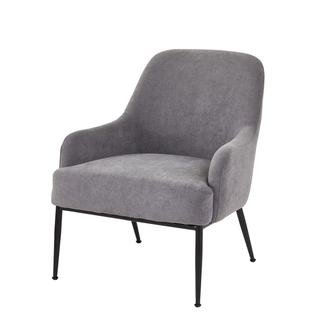 Grey Velvet Accent Chair, Modern Upholstered Armchair with Metal Legs, Comfy Side Chair for Living Room Bedroom