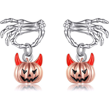 Simple Fashion Halloween Ghost Hand Pumpkin Head Stud Earrings