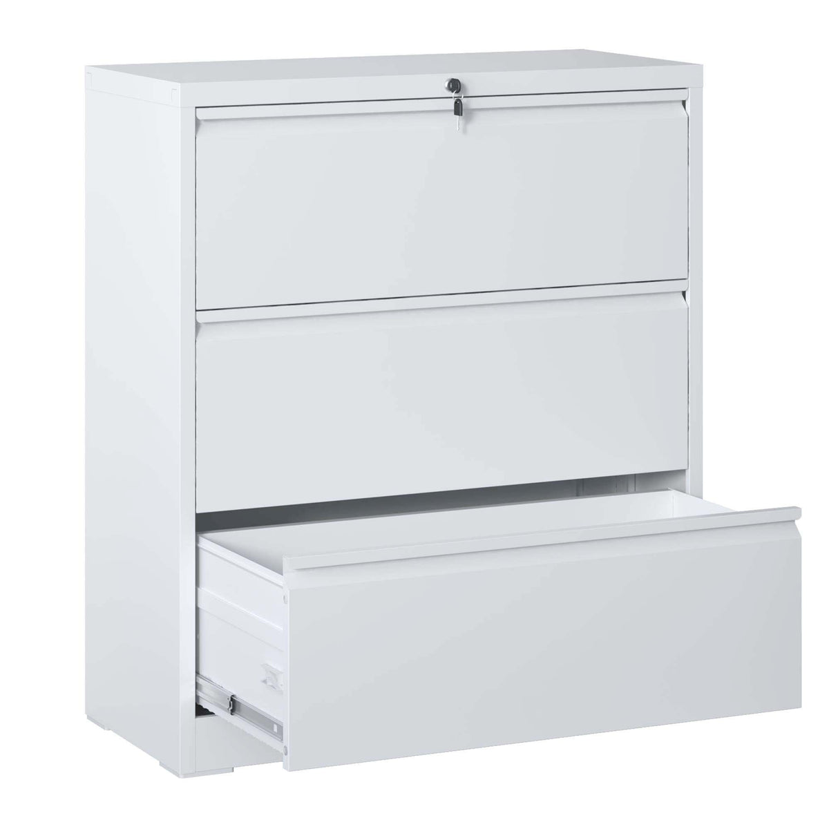3 Drawer Lateral File Cabinet, 35.4 Inch Wide Metal Filing Cabinet, Locking Heavy Duty File Cabinet for Home Office, Anti-Tip Safety Interlock, Vertical Storage for Letter/Legal/A4 Files