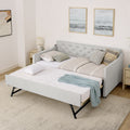 Twin Size Upholstery DayBed with Twin Size Pop-up Trundle and USB Charging Design