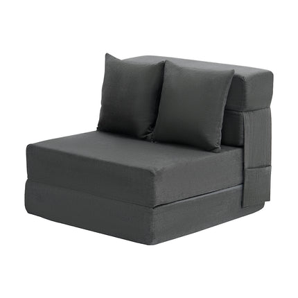 Folding Sofa Bed, 3-in-1 Foldable Couch Bed with 2 Pillows and Washable Cover, 25D High Density Memory Foam Convertible Sleeper Chair Bed, Futon Couch for Living Room, Bedroom, Dark Grey(Single)
