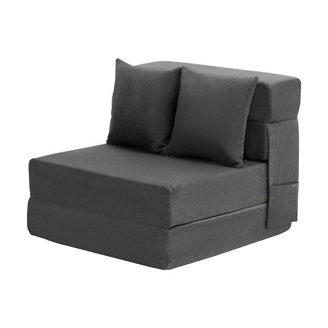 Folding Sofa Bed, 3-in-1 Foldable Couch Bed with 2 Pillows and Washable Cover, 25D High Density Memory Foam Convertible Sleeper Chair Bed, Futon Couch for Living Room, Bedroom, Dark Grey(Single)