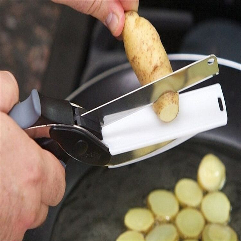 Stainless Steel Scissors Multifunctional Scissors Cutting Machine 2 In 1 Cutting Board Utility Knife - Eloy Royal