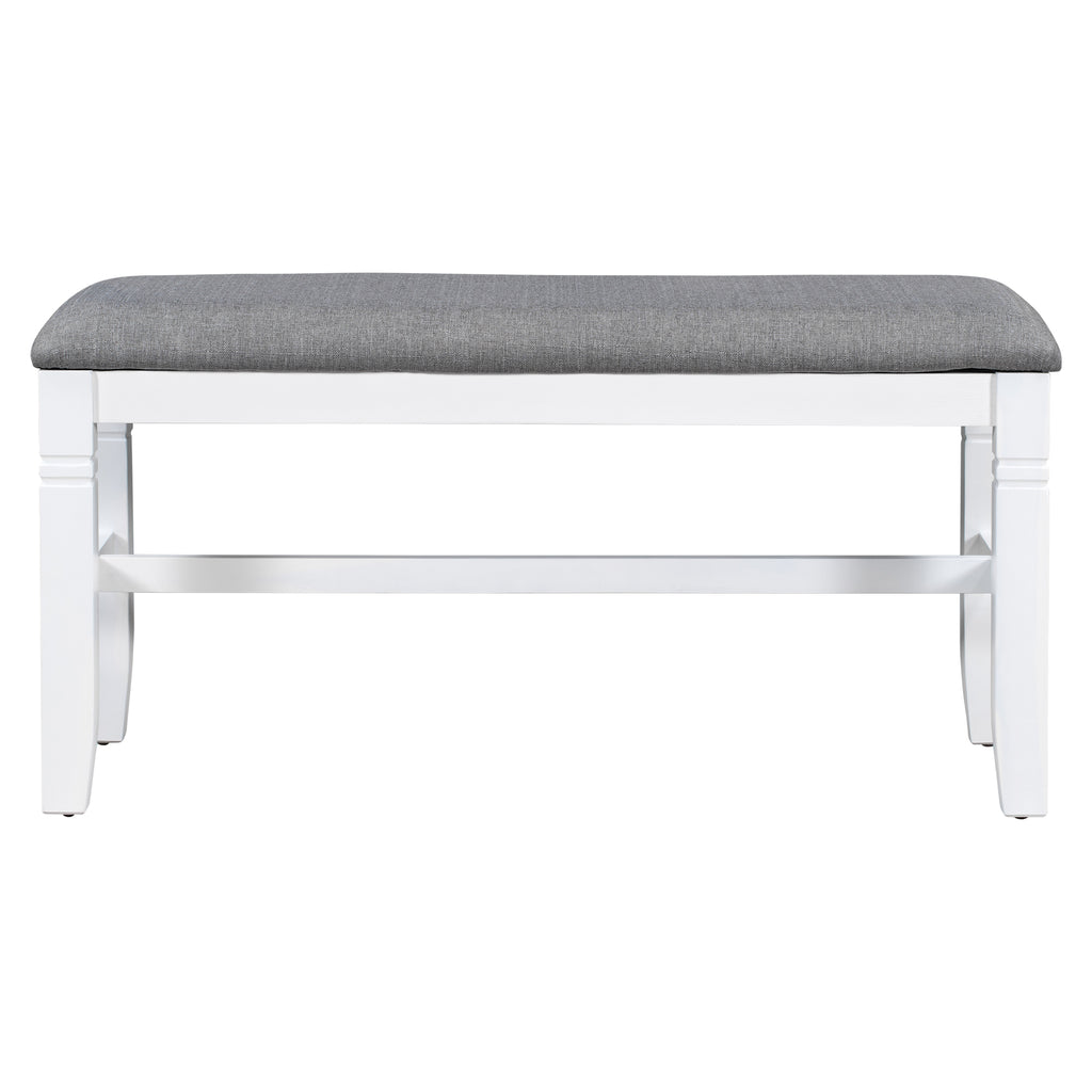 Tarragona 6-Piece Farmhouse Dining Set with Bench, Grey and White