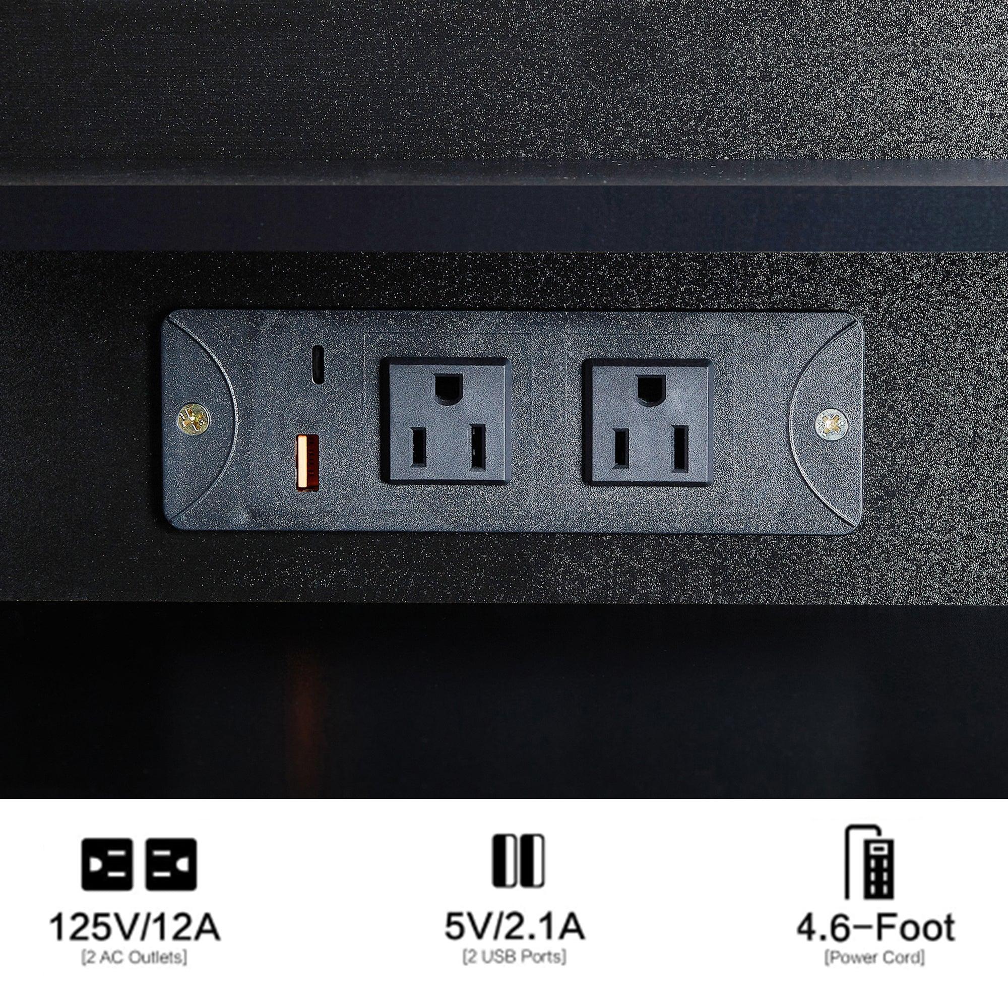 41' Large Size Left Drawer Desktop Vanity Table+Cushioned Stool Dresser Set, 2 AC+2 USB Power Station, Hair Dryer Stand, Extra Large Touch Control LED Mirror, 3-color Switch, EPA, GCC, UL Certificate - Eloy Royal