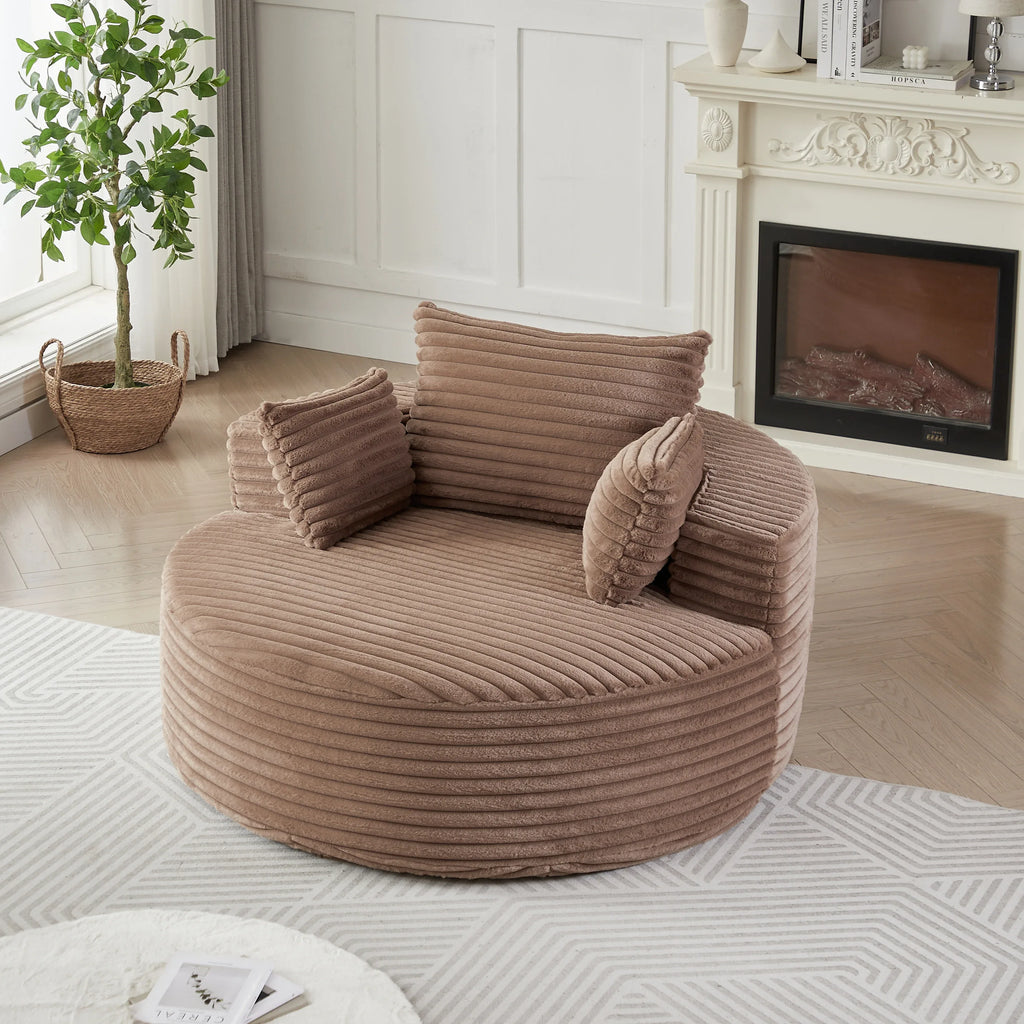 55'L Corduroy Sponge single sofa,No Assembly Required,Fluffy Modern Sleeper Chair for Living room, Bedroom, Lounge and Projection Room(Not a swivel chair.) - Eloy Royal