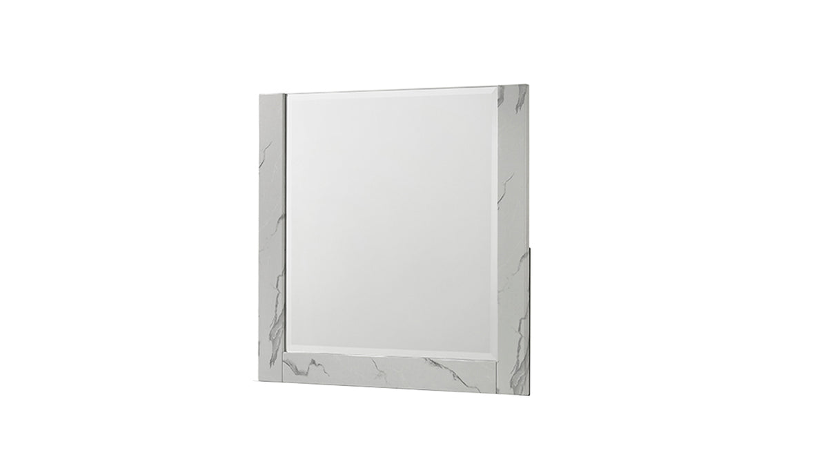 Mist Mirror White – Two-Tone High-Gloss Marble & Lacquer Frame with Oversized Reflective Surface(INCLUDES MIRROR ONLY)