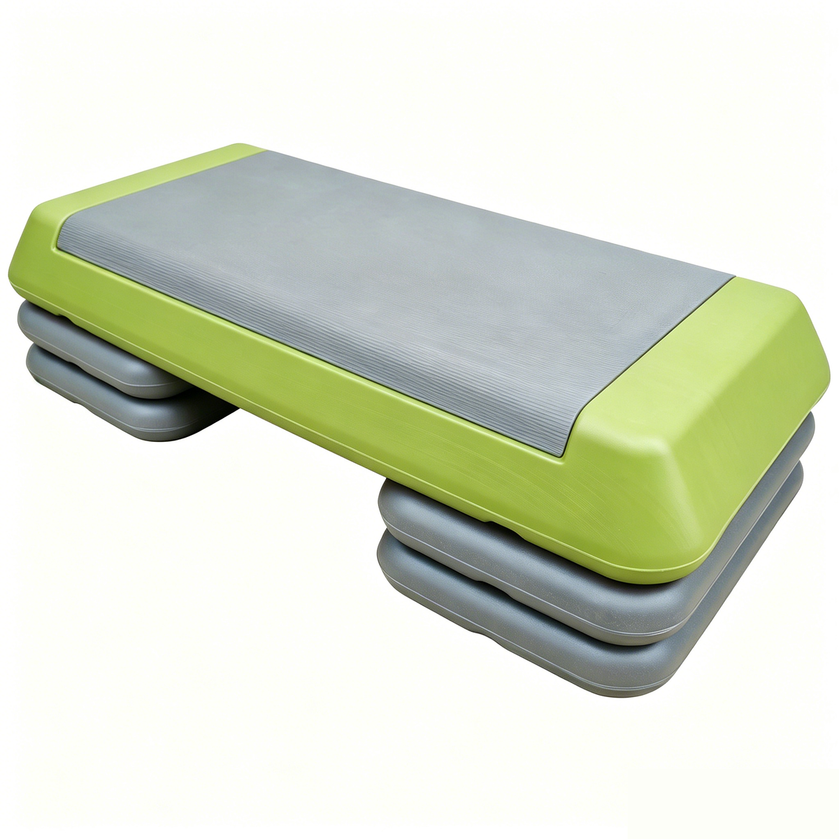 Adjustable Workout Aerobic Stepper in Fitness & Exercise Step Platform Trainer Gray black with 4 risers Green