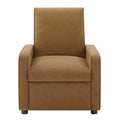 Modern Manual Recliner Chair with PU Upholstery, 2-Position Adjustable Backrest up to 160°, Walnut Rubber Wood Legs, Brown, for Living Room, Bedroom, Home Theater