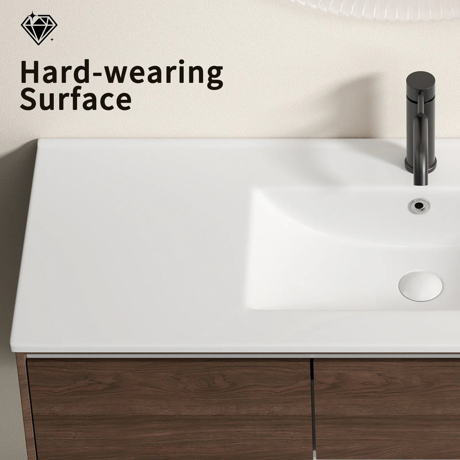 Ceramic Bathroom Sink – 121 x 46 x 17cm Thin Edge Vanity Basin, Single Bowl Countertop Porcelain Wash Basin for Bathroom, Toilet, Powder Room (No Faucet, No Drain ) - Eloy Royal