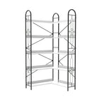 Industrial Style 5 Tier Corner Bookshelf, Ivory White MDF with Thickened Iron Frame, 72.05 Inch