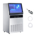 Commercial Ice Maker Machine, 130Lbs/24H with 33Lbs Storage, 45 Cubes per Cycle, Stainless Steel Freestanding & Under Counter Ice Maker with LED Display & Self-Cleaning, for Home Bar Restaurant