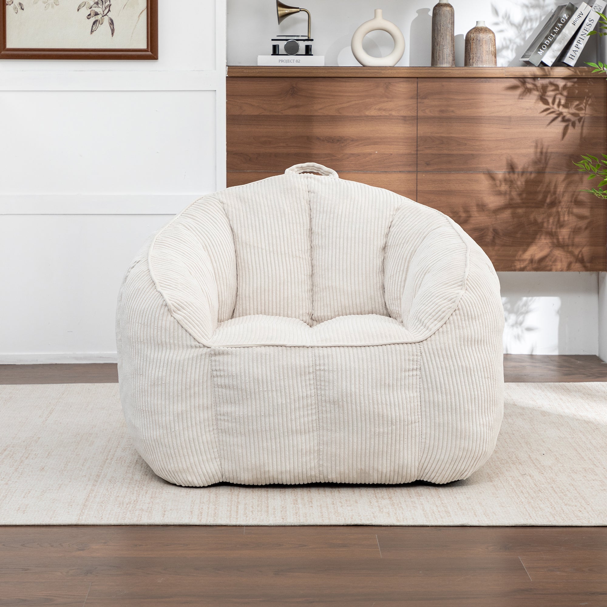 Giant Bean Bag Chair Sofa for Adults Teens, Comfy Corduroy Large Bean Bag Chairs with Armrests for Bedroom Living Room, Adult BeanBag Lazy Sofa Couch Chairs with Filler Included