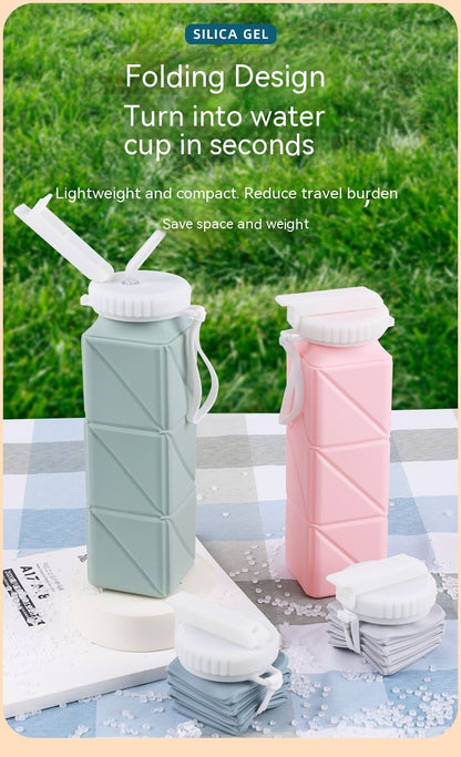 Foldable Water Bottle Sports Cup Portable Silicone Folding Cups Food Grade Cup Retractable Outdoor Travel Running Riding Camping - Eloy Royal