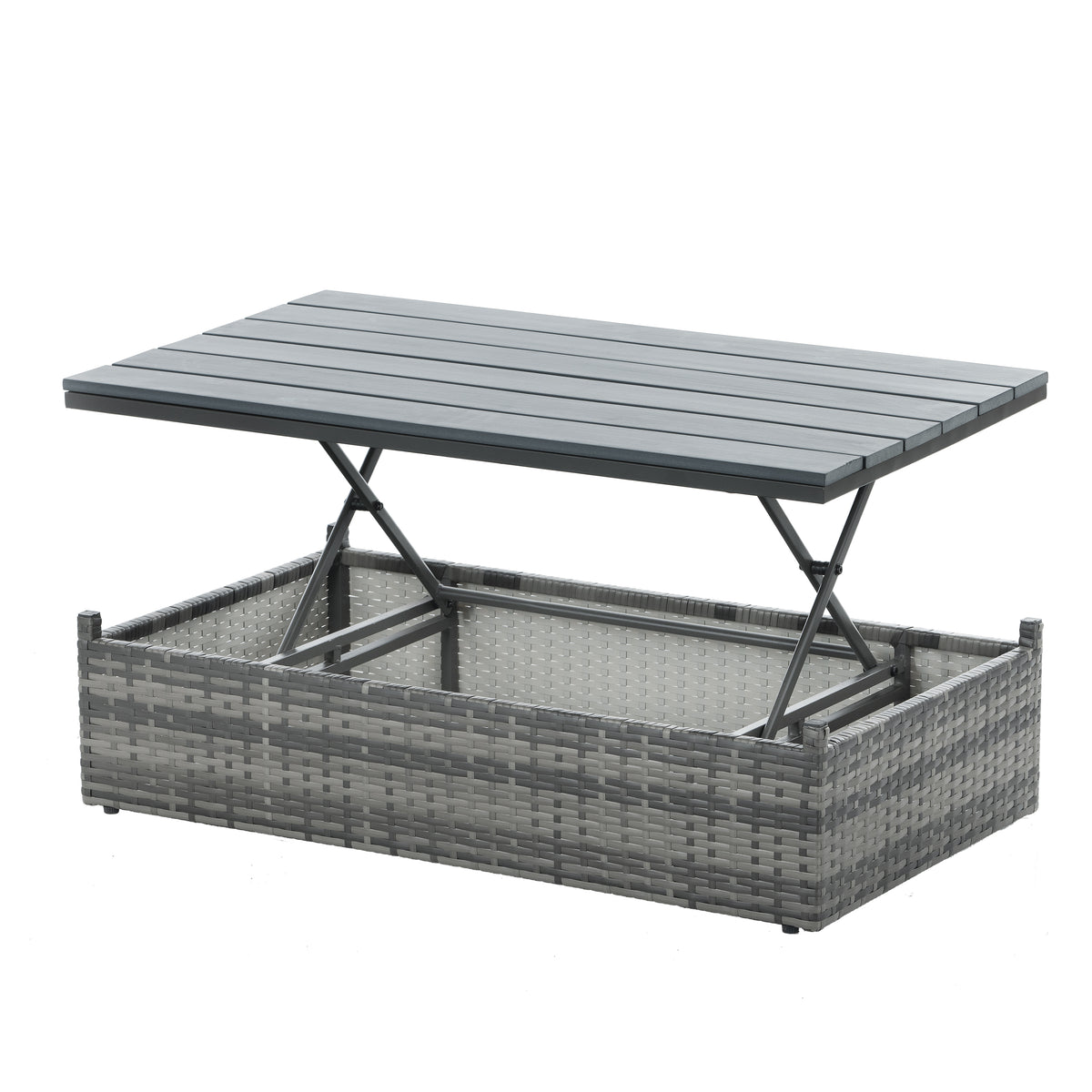 Alameda 5-Piece Wicker Set with Coffee Table, Dark Grey