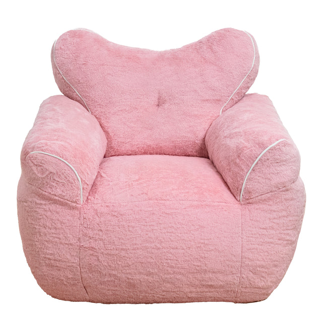 Bean Bag Chair, Faux Fur Beanbag Chair for Adults,Comfy  Sofa with  heart-shaped Back Support, Large Reading Chair for Living Room, Bedroom, Apartment (Pink)