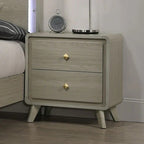 Contemporary Style Nightstand Tapered Legs English Dovetail Drawer Metal Glides Gray Finish Bedroom Furniture