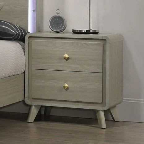 Contemporary Style Nightstand Tapered Legs English Dovetail Drawer Metal Glides Gray Finish Bedroom Furniture