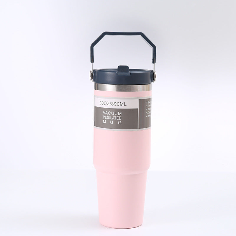 Portable Car Cup Stainless Steel Cup Travel Sports Water Bottle With Handle Cover Coffee Tumbler Cup - Eloy Royal