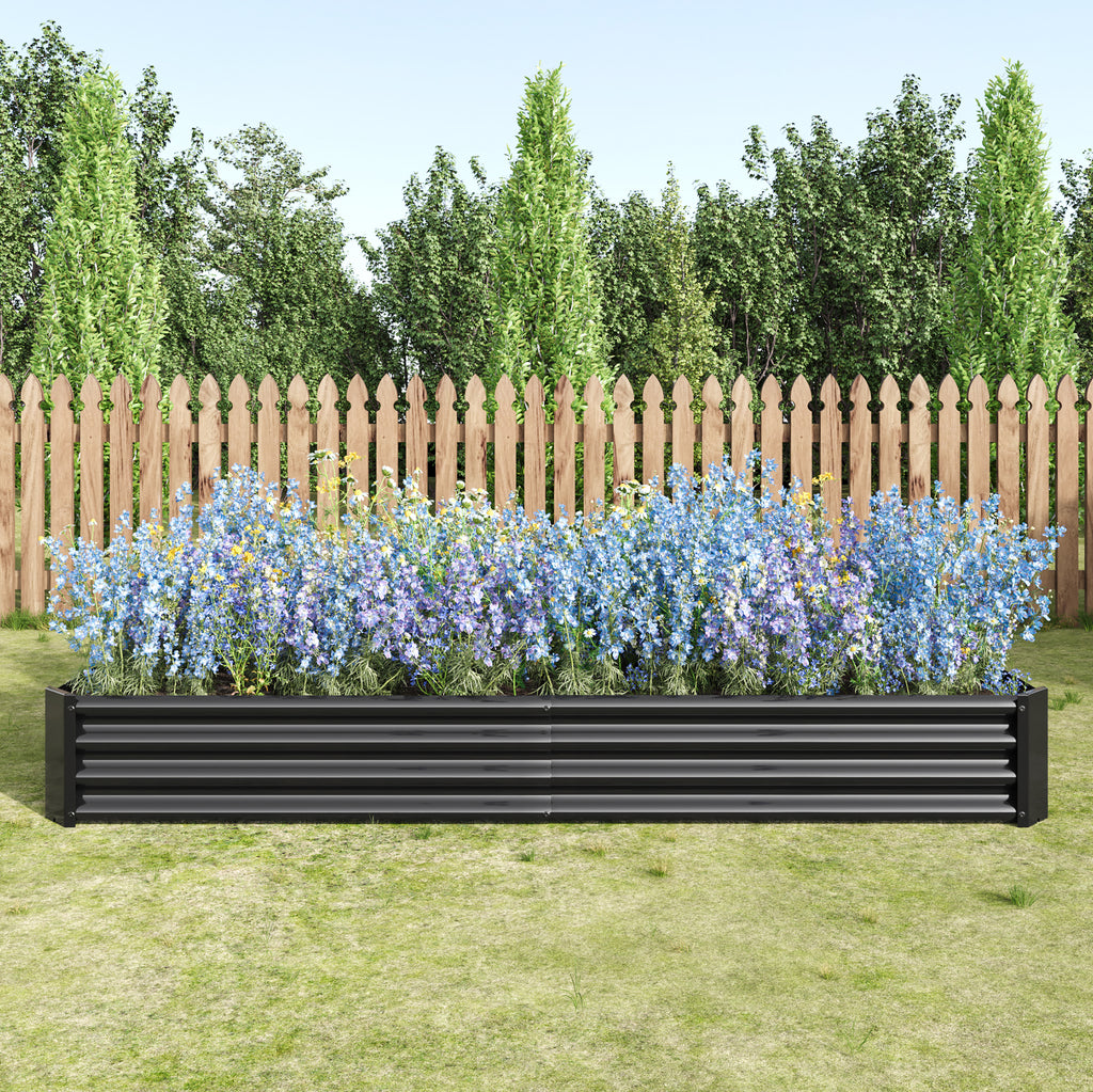 2PCS Black 8×4×1ft Metal Raised Rectangle Garden Planter Beds