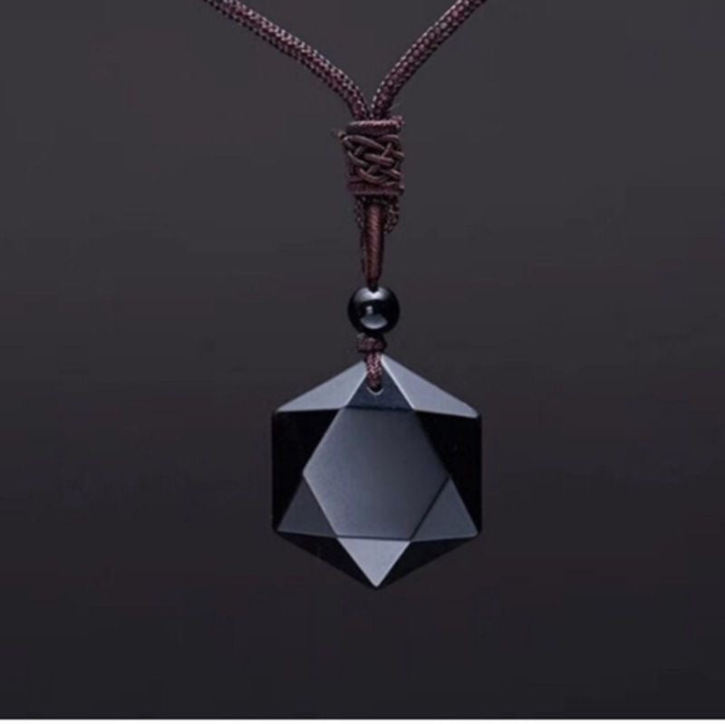 Natural Crystal Six-pointed Star Pendant Couple Necklace