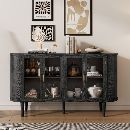 TREXM Farmhouse Sideboard Cabinet with Storage with Wood Buffet Cabinet with Glass